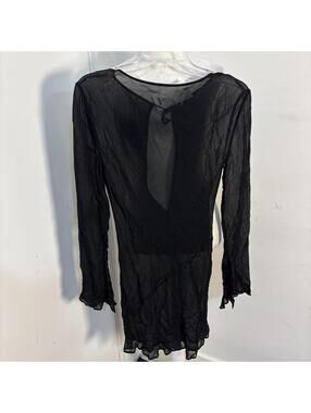 NWT Eaves Black Sheer Silk Dress Whimsygoth Sexy Revolve XXS